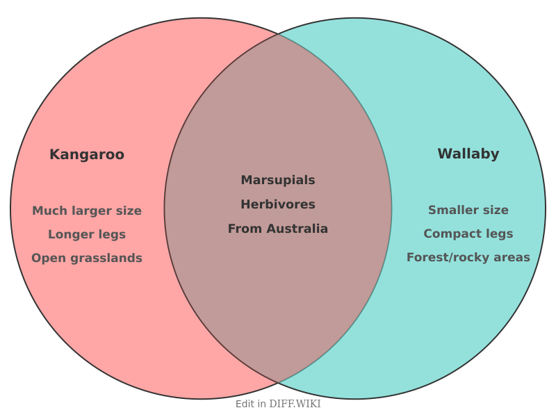Venn diagram for Differences between Kangaroo and Wallaby