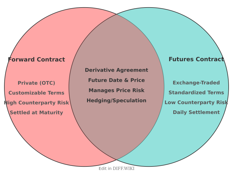 Venn diagram for Differences between Forward Contract and Futures Contract
