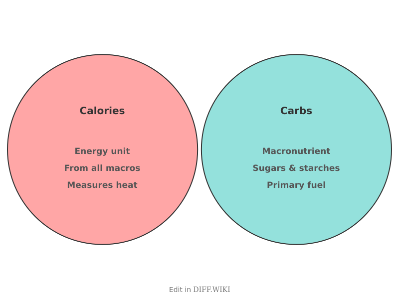 Venn diagram for Differences between Calories and Carbs