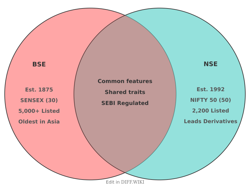 Venn diagram for Differences between BSE and NSE