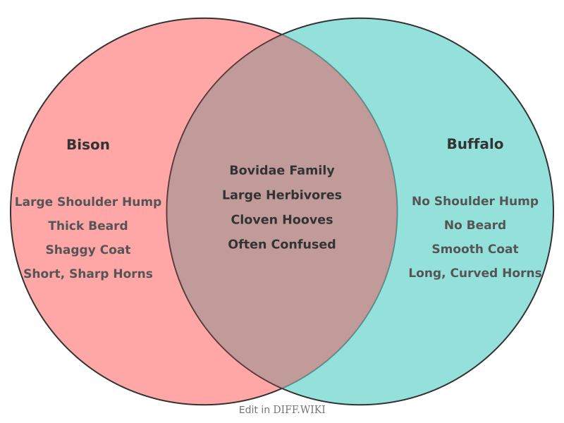 Venn diagram for Differences between Bison and Buffalo