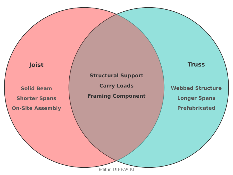 Venn diagram for Differences between Joist and Truss